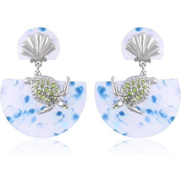 Dangle Gold Starfish Seahorse Drop Sea Shell Earrings for Women - Picture 1 of 5